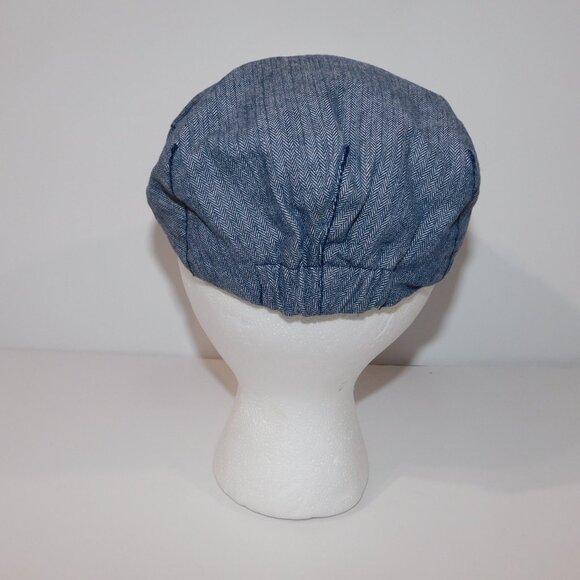 The Childrens Place Blue Herringbone Boys 4-6 Flat Top Newsboy Hat Cap Golf - Picture 5 of 7